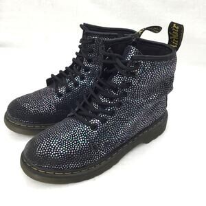 DR. MARTENS 1460J Black Kids Glitter Ankle Zipper Boots Girls Size 3